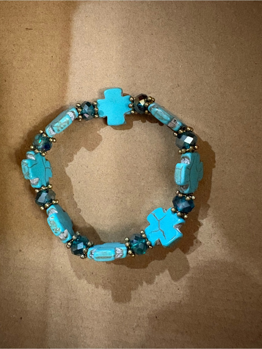 Turquoise Cross Stretch Bracelet - Women Jewelry